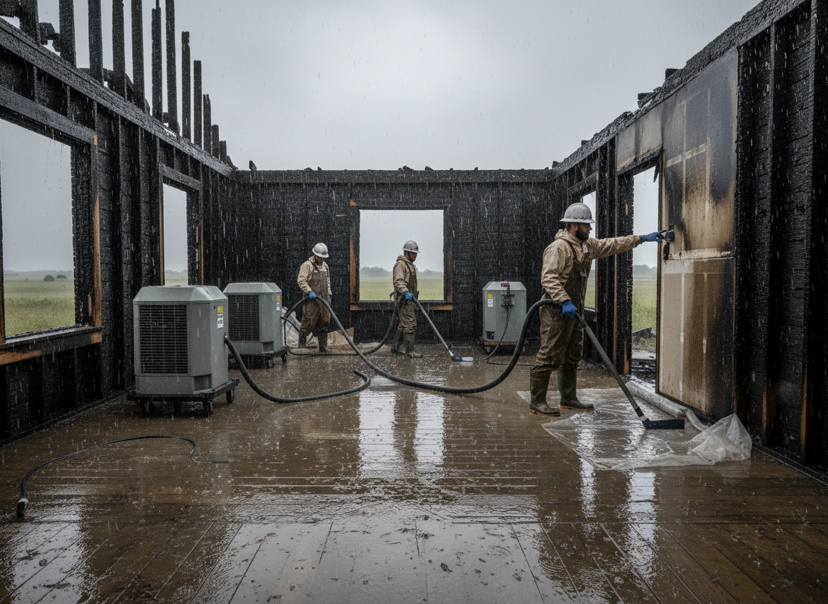 Managing Moisture After Firefighting in the South Prairie Rainy Season
